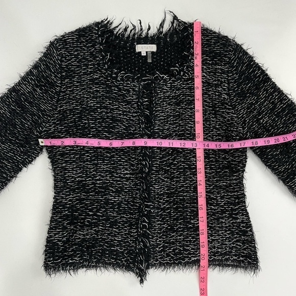 1 state fuzzy knit jacket black white size M - Picture 3 of 6